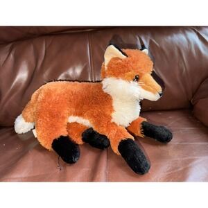 Aurora World Red Fox Plush Stuffed Animal Orange White Black Shimmer Paws Lying